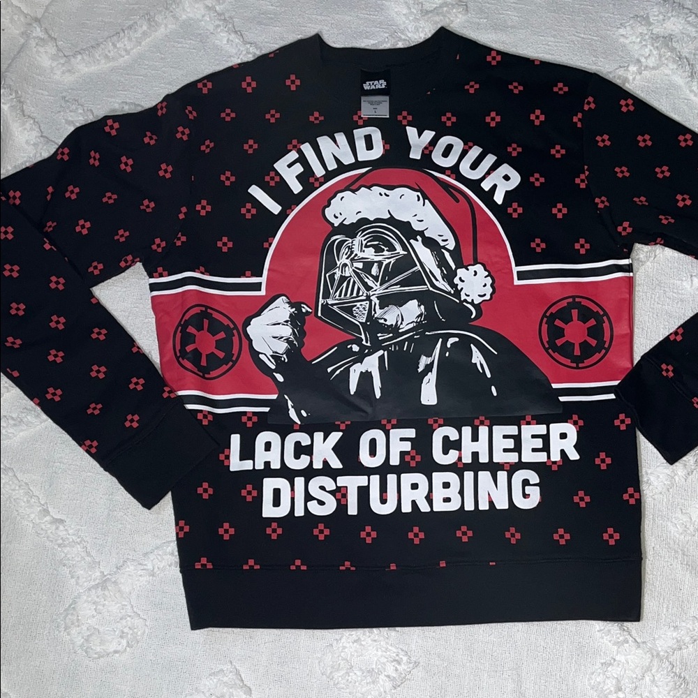 Star Wars Darth Vader Christmas & Holiday Crewneck Sweatshirt Black/Red Sz L